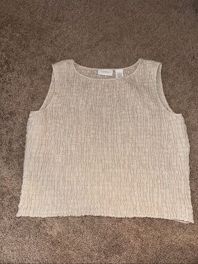 Liz Claiborne line Cream Textured Sleeveless Tank
